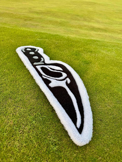 Knife-shaped rug, scream rug, handmade rug, horror rug, custom tufted rug, unique home decor