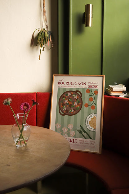 Beef Bourguignon Poster, Kitchen Art, Kitchen Poster, Kitchen Print, Food Print, Modern Kitchen Decor, Retro Poster, Coffee Poster
