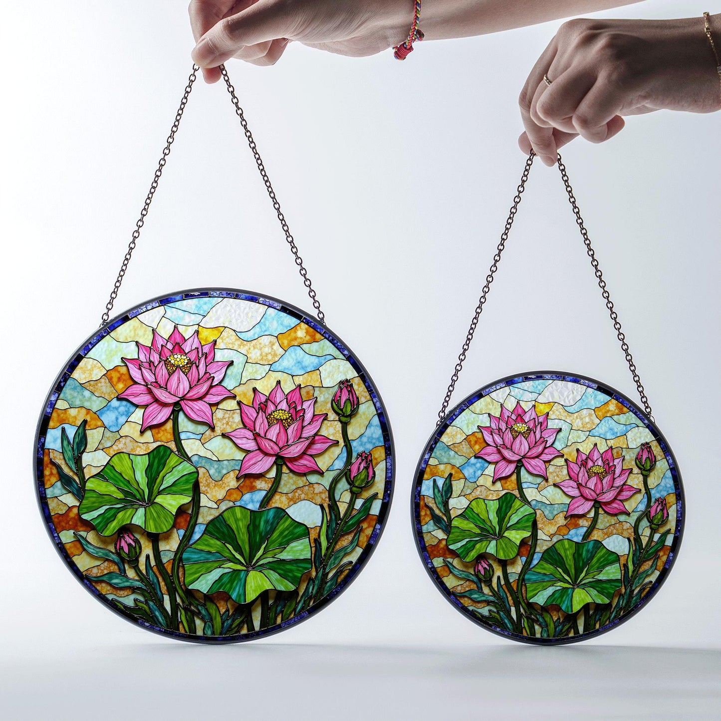 Lotus Flower Stained Glass Suncatcher Window Decor Gift for Mom Friend