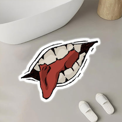 Edgy Open Mouth Floor Rug with Protruding Tongue Design Polyester Rug