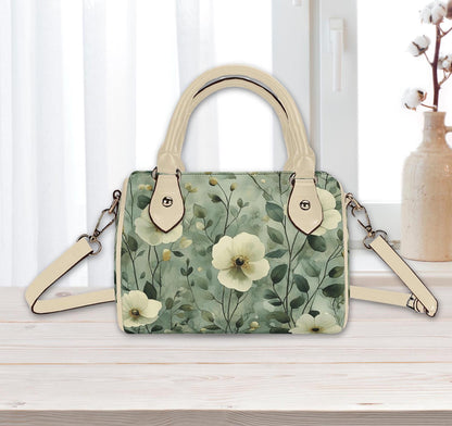 Sage Garden Grace Mini Handbag | Leather Boston Bag | Top Handle Shoulder Bag | Unique Gift | Mini Boston Bag