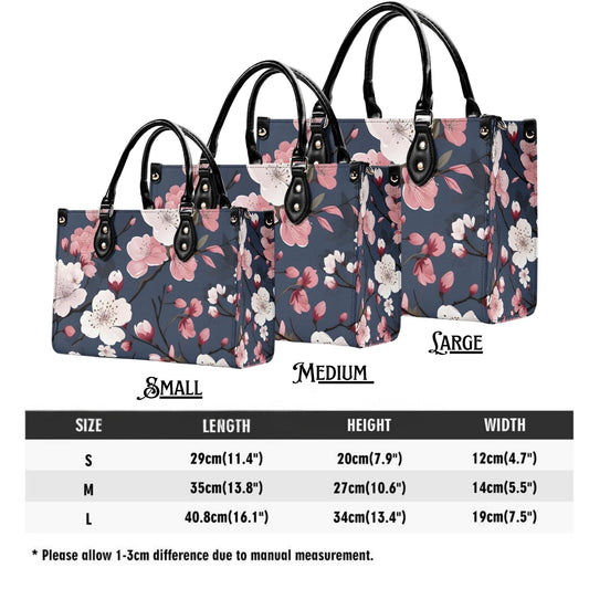 Cherry Blossom Dreams Handbag. Square Tote Bag, Waterproof PU Leather Tote, Top Handle Vegan Leather, Crossbody, Shoulder bag,