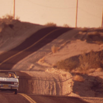 Driving Down Desert Highway Print Fine Art Photography Desert Driving Wall Decor Car Driving Photo for Bar Room Retro Summer Y2K Photo