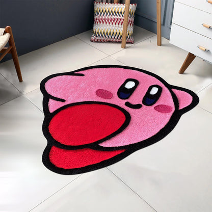 Kirby Game Rug, Cute Rug, Pink Rug, Kirby Rug, Gift for Daughter, Video Game Characters, Kids Room Rug, Area Rug, Tufted Look Printed Rug