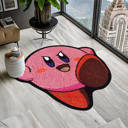 Kirby Rug, Kirby Game Rug, Cute Rug, Pink Rug, Gift for Daughter, Video Game Characters, Kids Room Rug, Area Rug, Tufted Look Printed Rug