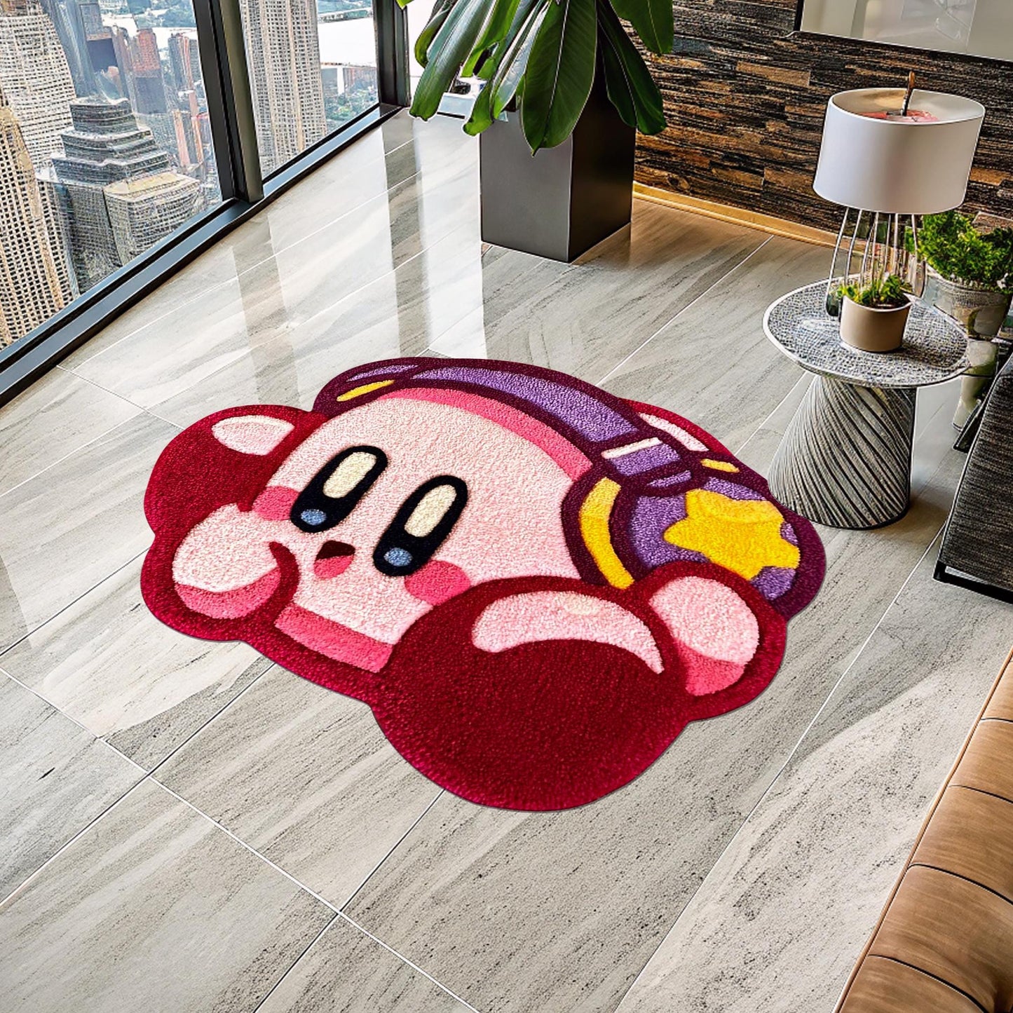 Kirby Rug, Cute Rug, Gift for Daughter, Video Game Characters, Kirby Game Rug, Pink Rug, Kids Room Rug, Area Rug, Tufted Look Printed Rug