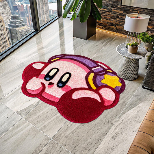 Kirby Rug, Cute Rug, Gift for Daughter, Video Game Characters, Kirby Game Rug, Pink Rug, Kids Room Rug, Area Rug, Tufted Look Printed Rug