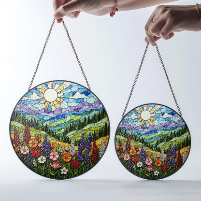 Colorful Flower Stained Glass Sun Catcher Window Art Gift for Her