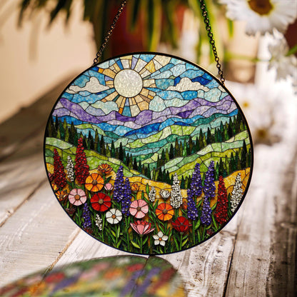 Colorful Flower Stained Glass Sun Catcher Window Art Gift for Her