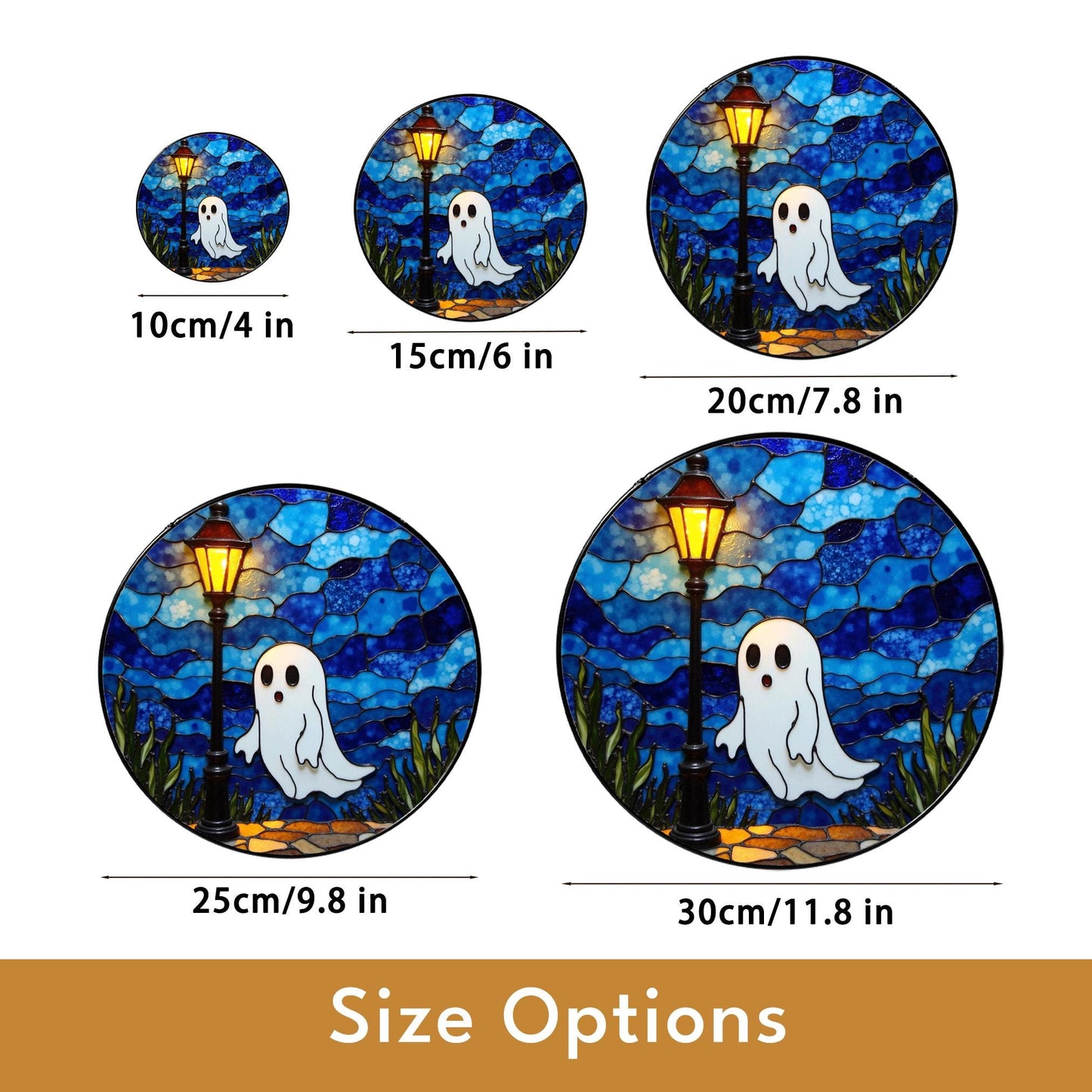 Ghost Suncatcher Stained Glass Lantern Window Art Gift for Halloween Lovers