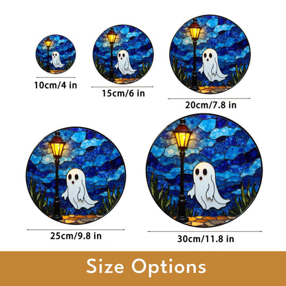 Ghost Suncatcher Stained Glass Lantern Window Art Gift for Halloween Lovers