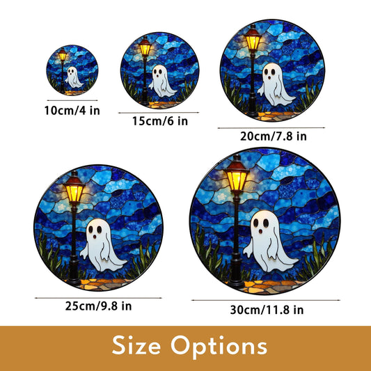 Ghost Suncatcher Stained Glass Lantern Window Art Gift for Halloween Lovers
