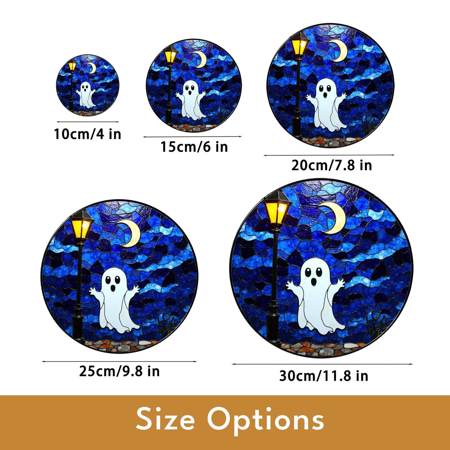 Ghost Stained Glass Suncatcher Halloween Window Decor Gift for Horror Lovers