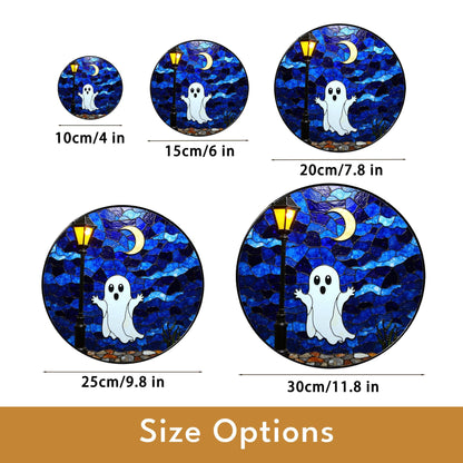 Ghost Stained Glass Suncatcher Halloween Window Decor Gift for Horror Lovers