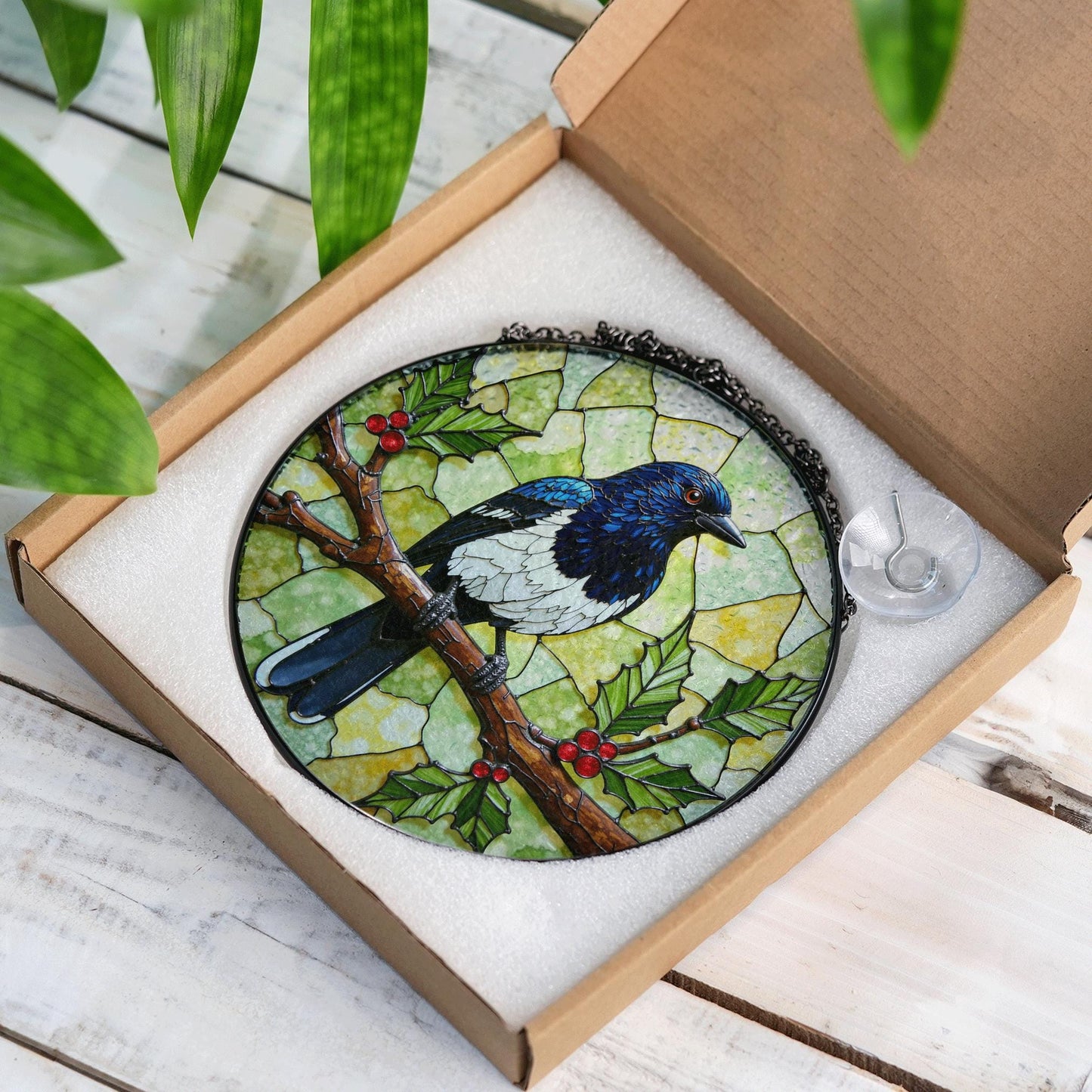 Stained Glass Bird Suncatcher Window Hanging Gift for Bird Lovers Home Decor
