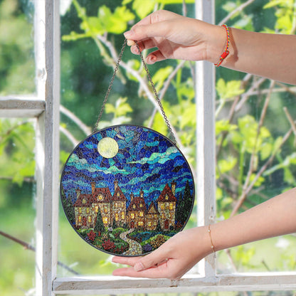 Stained Glass Castle Suncatcher Fairytale Window Decor Gift for Housewarming