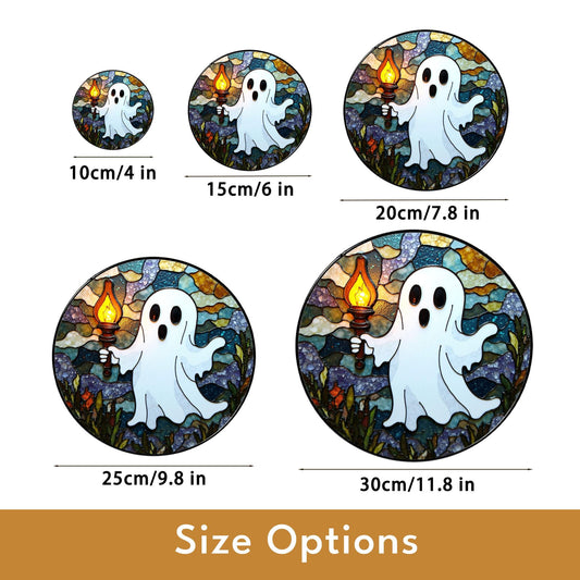 Ghost Stained Glass Suncatcher Halloween Decor Window Hanging Gift for Friends