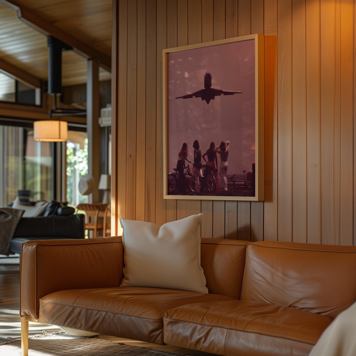 Women Watching Airplane Takeoff Photo Print Fine Art Photography Summer Y2K Photo Retro 1970s Nostalgia Wall Decor Pink Sunset Wall Art