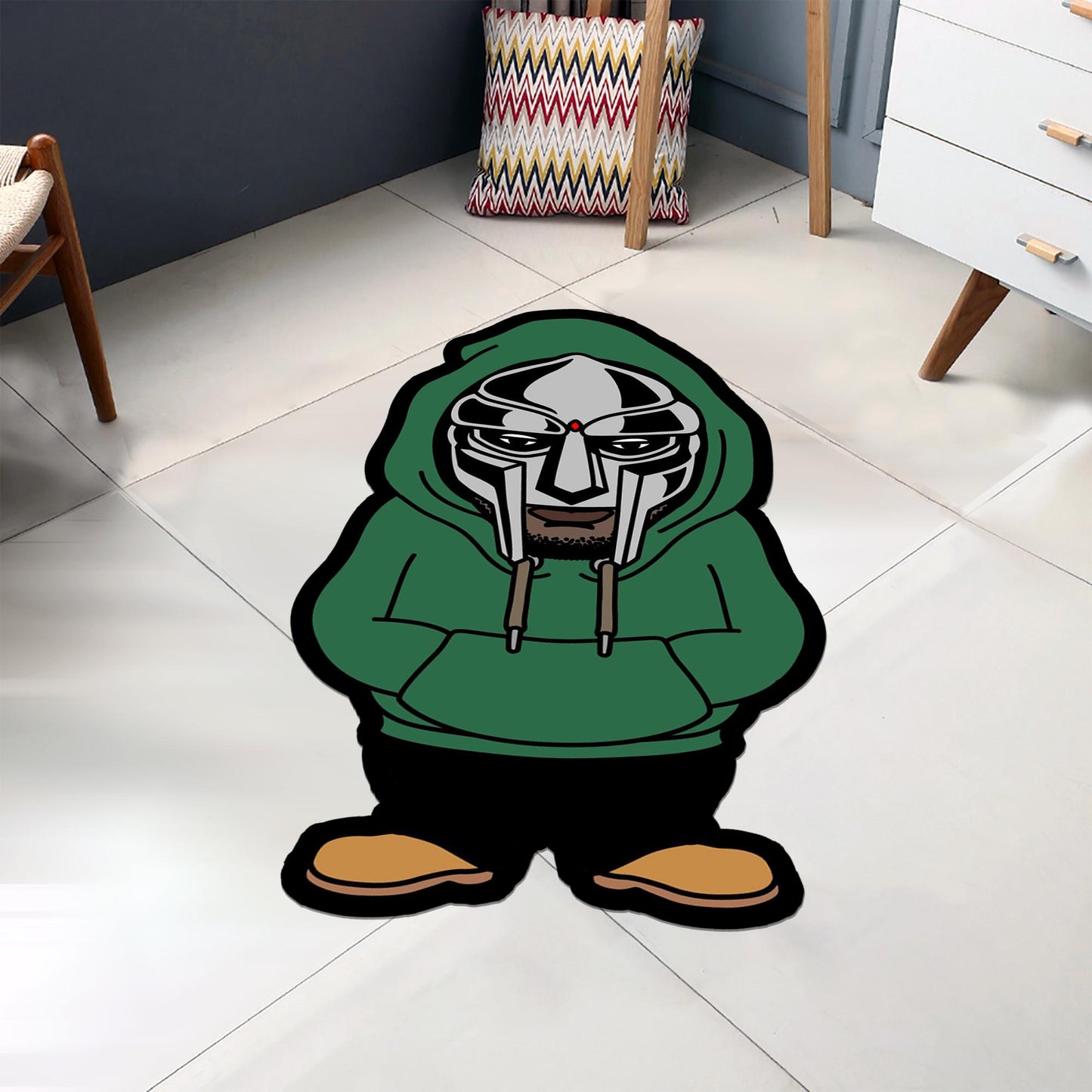 Mf Doom Rug, Doctor Doom Rug, Quasimoto Rug, Quasimoto 'Lord Quas', Quasimoto Inspired Rug, Hip Hop Rug, Area Rug,  Tufted Look Printed Rug