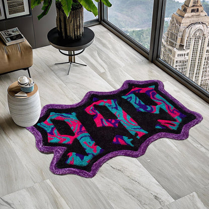999 Rug, Juice Wrld 999 Rug, Car Rug, Classic Car Rug, Shaped Rug, Rapper Rug, Music Rug, Juice Wrld Album Cover, Tufted Look Printed Rug