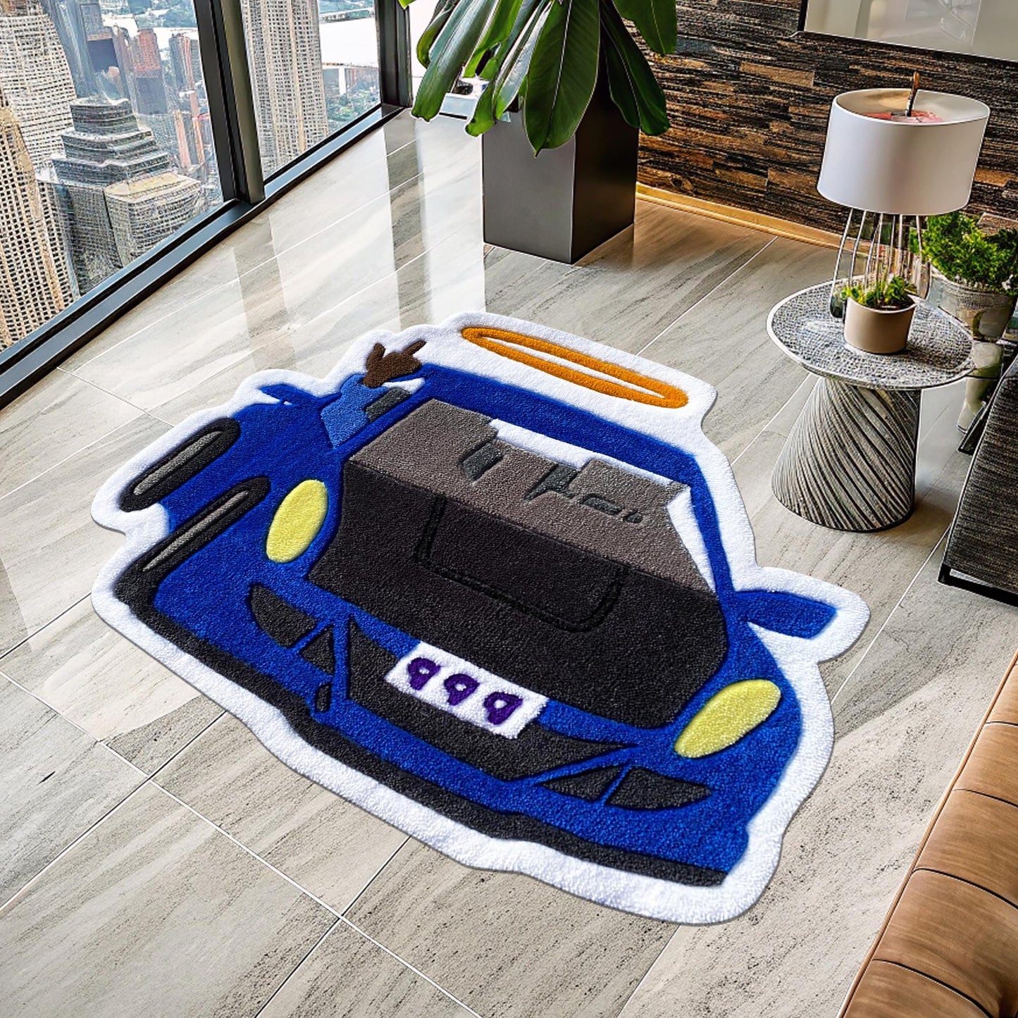 999 Rug, Juice Wrld 999 Rug, Car Rug, Classic Car Rug, Shaped Rug, Rapper Rug, Music Rug, Juice Wrld Album Cover, Tufted Look Printed Rug