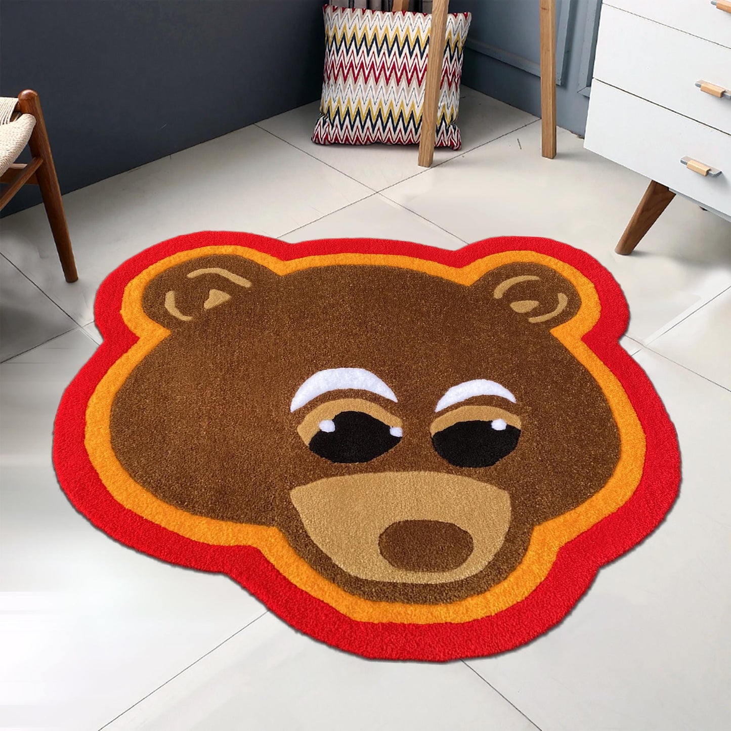 Kanye West Dropout Bear Rug, Bear Rug, Kanye West Bear Rug, Kanye West CD Rug, CD Rug, Music Album Rug, Music Decor, Tufted Look Printed Rug