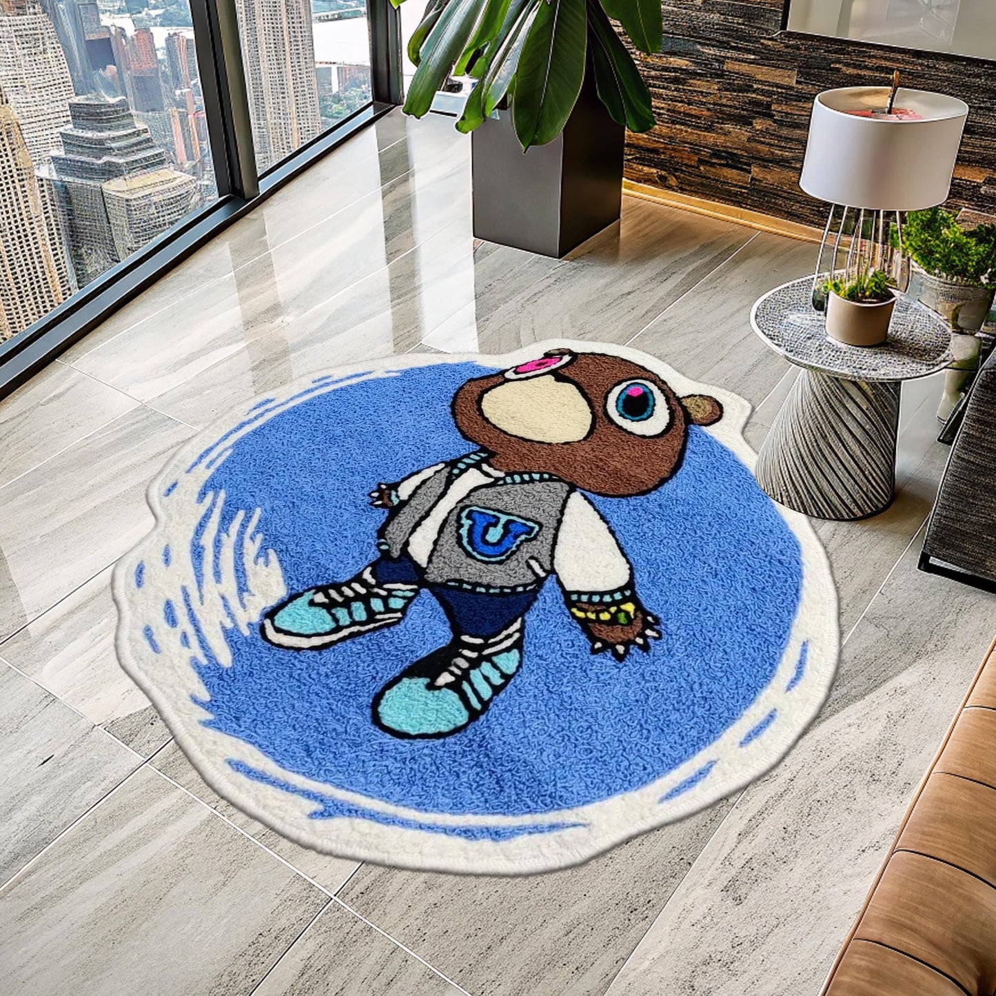 Kanye West Bear Rug, Bear Rug, Kanye West Dropout Bear Rug, Kanye West CD Rug, CD Rug, Music Album Rug, Music Decor, Tufted Look Printed Rug