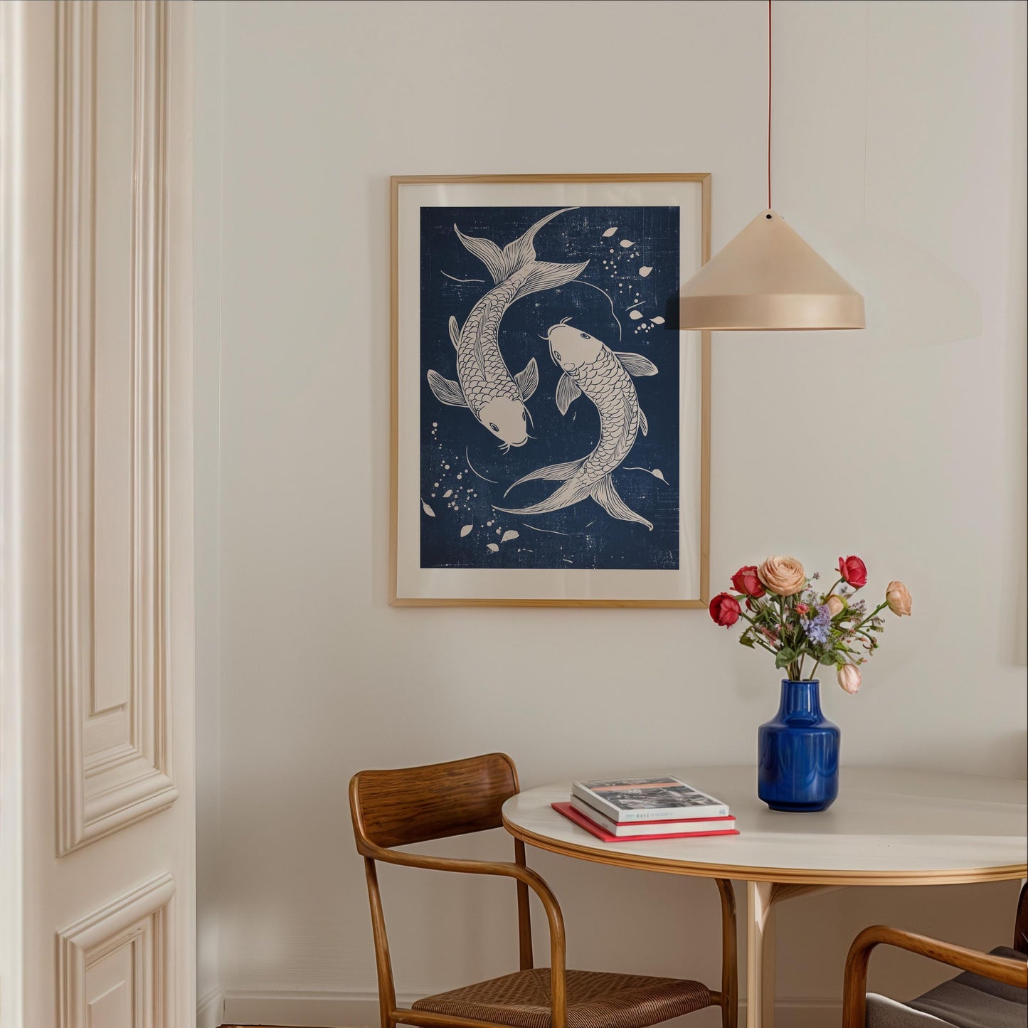 Blue Koi Print, Japanese wall art Print, Vintage Print, Trendy Wall Art, Aesthetic Wall Art, Koi Fish Print, Japanese Print, Gift Idea