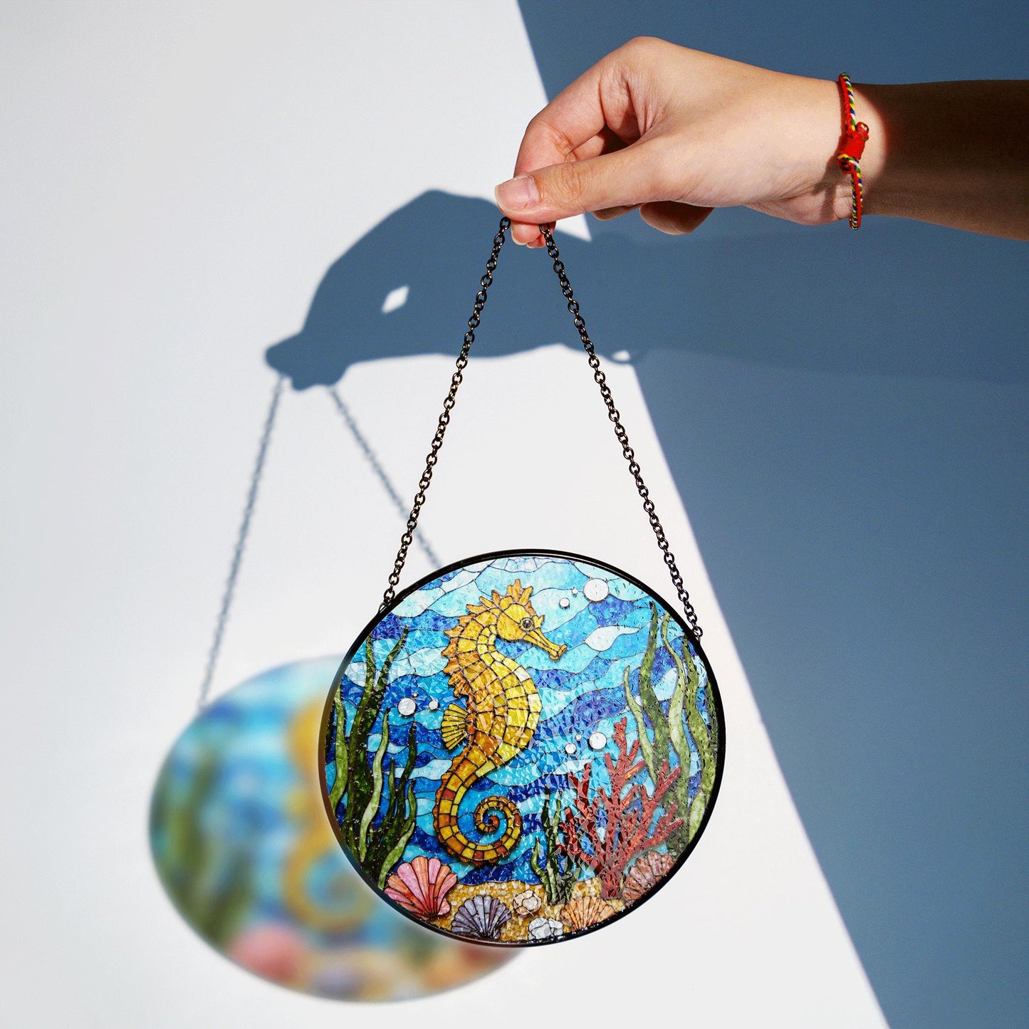 Seahorse Stained Glass Suncatcher Ocean Window Decor Gift for Marine Lovers
