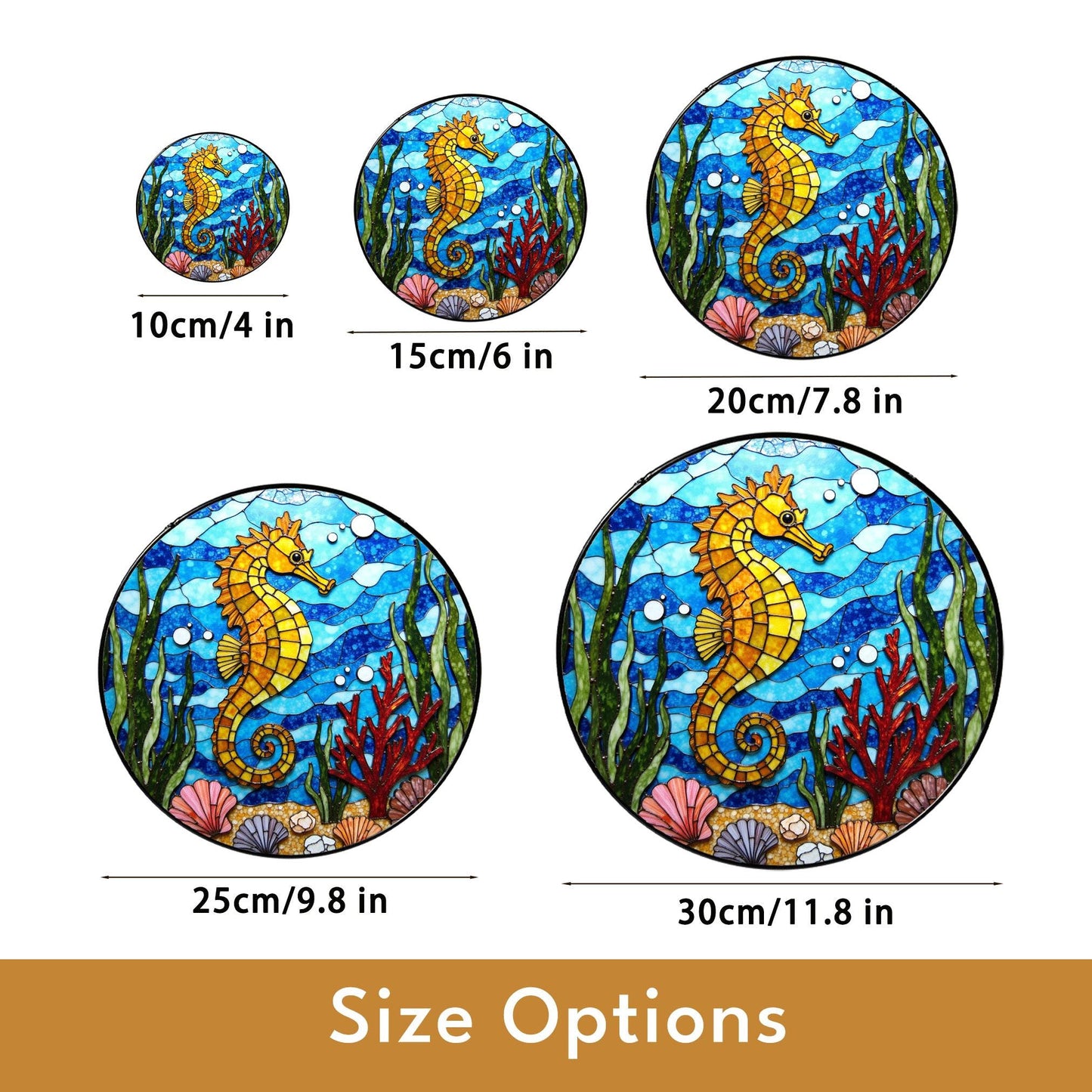 Seahorse Stained Glass Suncatcher Ocean Window Decor Gift for Marine Lovers