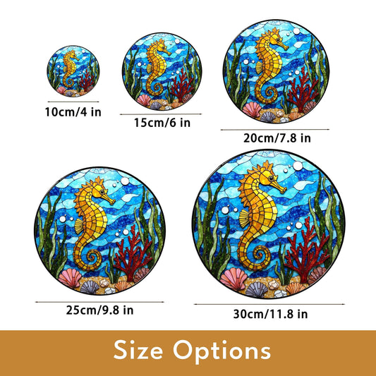 Seahorse Stained Glass Suncatcher Ocean Window Decor Gift for Marine Lovers