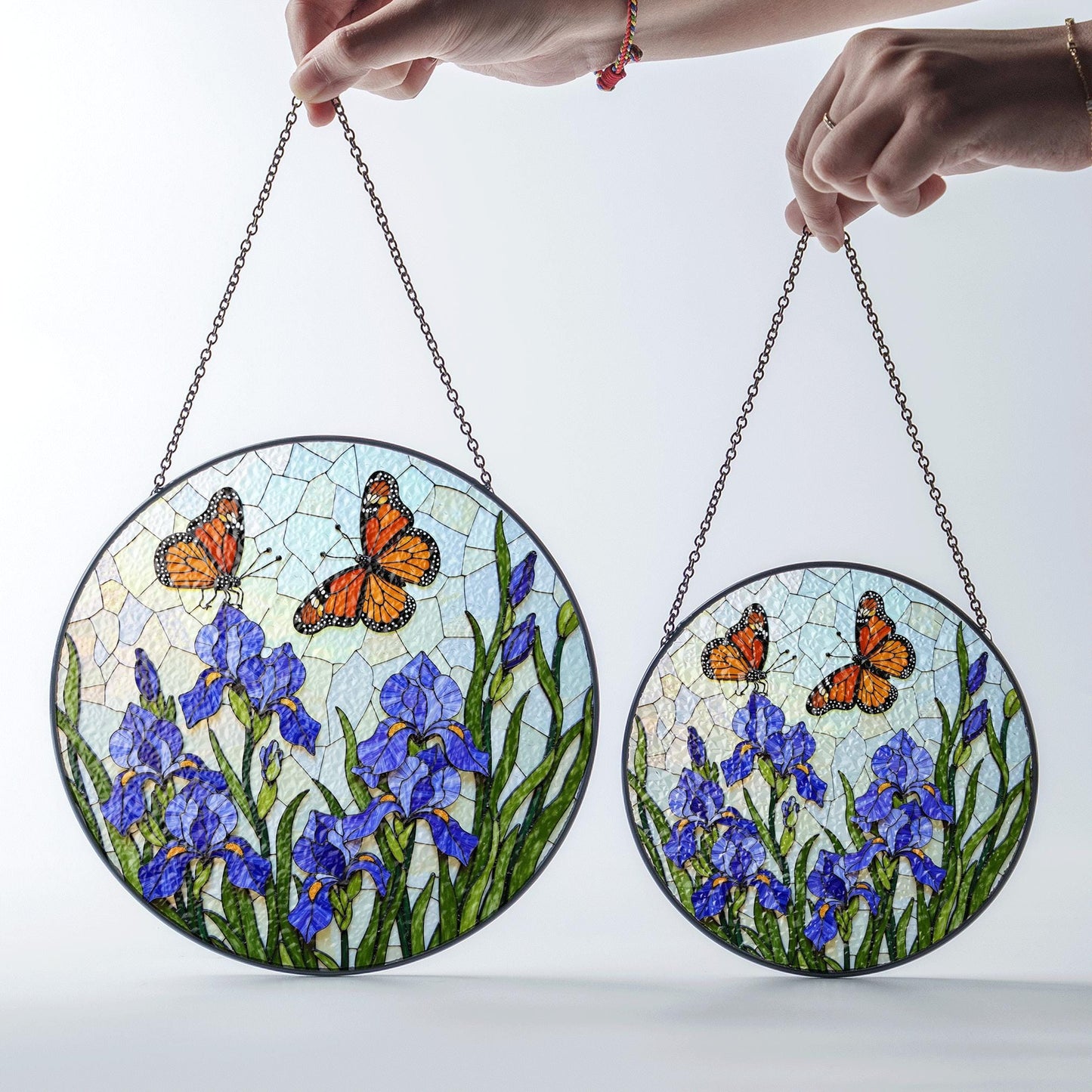 Butterfly Iris Stained Glass Suncatcher Window Decor Gift for Mom