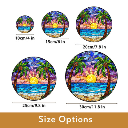 Tropical Beach Sunset Suncatcher Stained Glass Palm Tree Gift for Nature Lovers