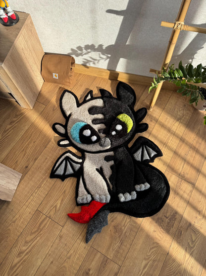 Fluffy carpet, custom dragon wool rug, handmade rug tufting