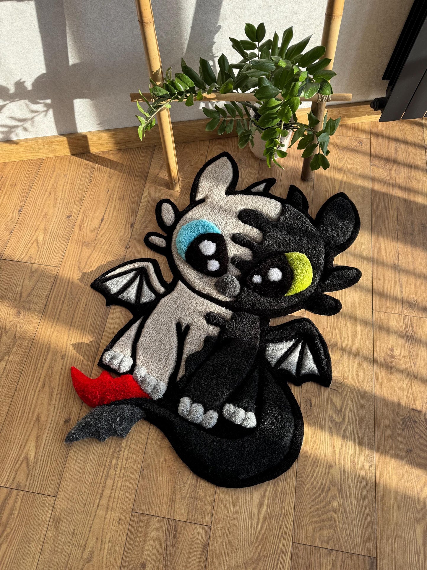 Fluffy carpet, custom dragon wool rug, handmade rug tufting