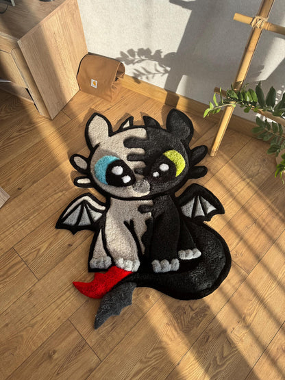 Fluffy carpet, custom dragon wool rug, handmade rug tufting