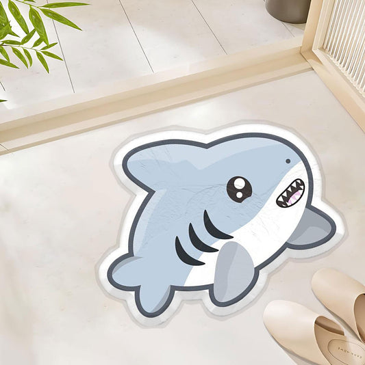 Charming Cartoon Shark Floor Rug: A Playful and Whimsical Addition to Brighten Up Your Home Decor Polyester Rug