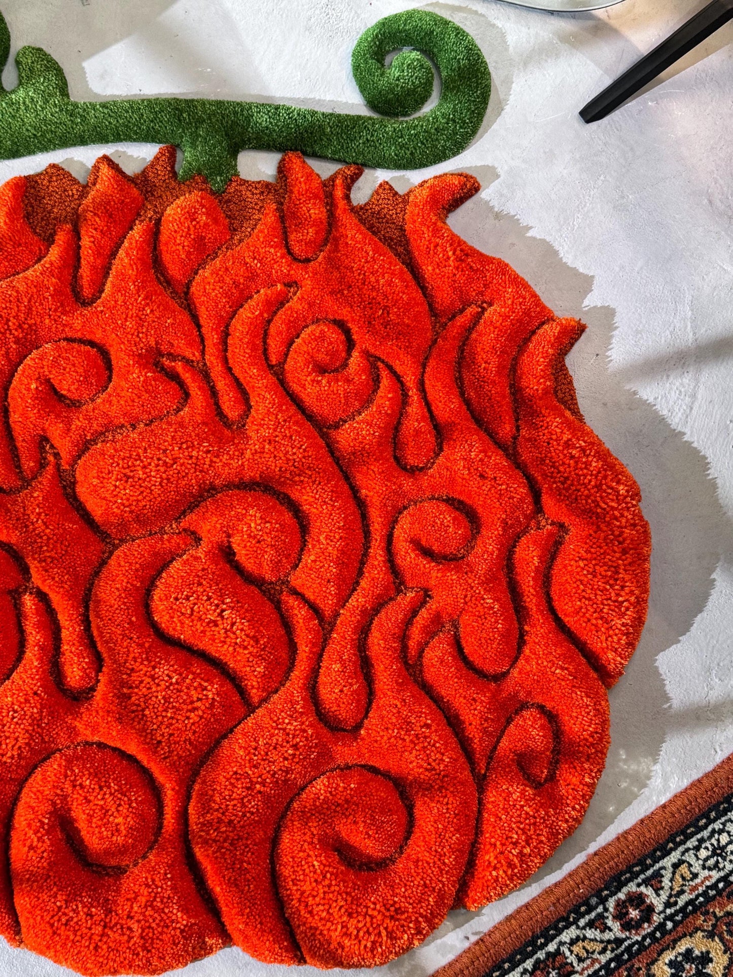 Anime themed 3D Tufted Rug, Handmade Fluffy Rug, Anime Rug, Anime Fan Gift, Fire Plush Rug