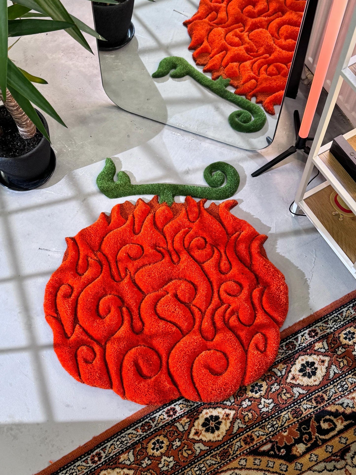 Anime themed 3D Tufted Rug, Handmade Fluffy Rug, Anime Rug, Anime Fan Gift, Fire Plush Rug