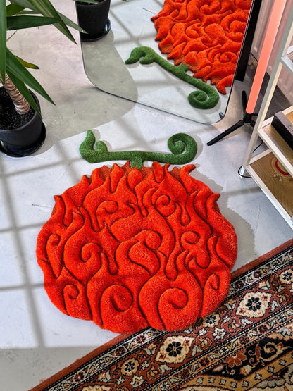 Anime themed 3D Tufted Rug, Handmade Fluffy Rug, Anime Rug, Anime Fan Gift, Fire Plush Rug