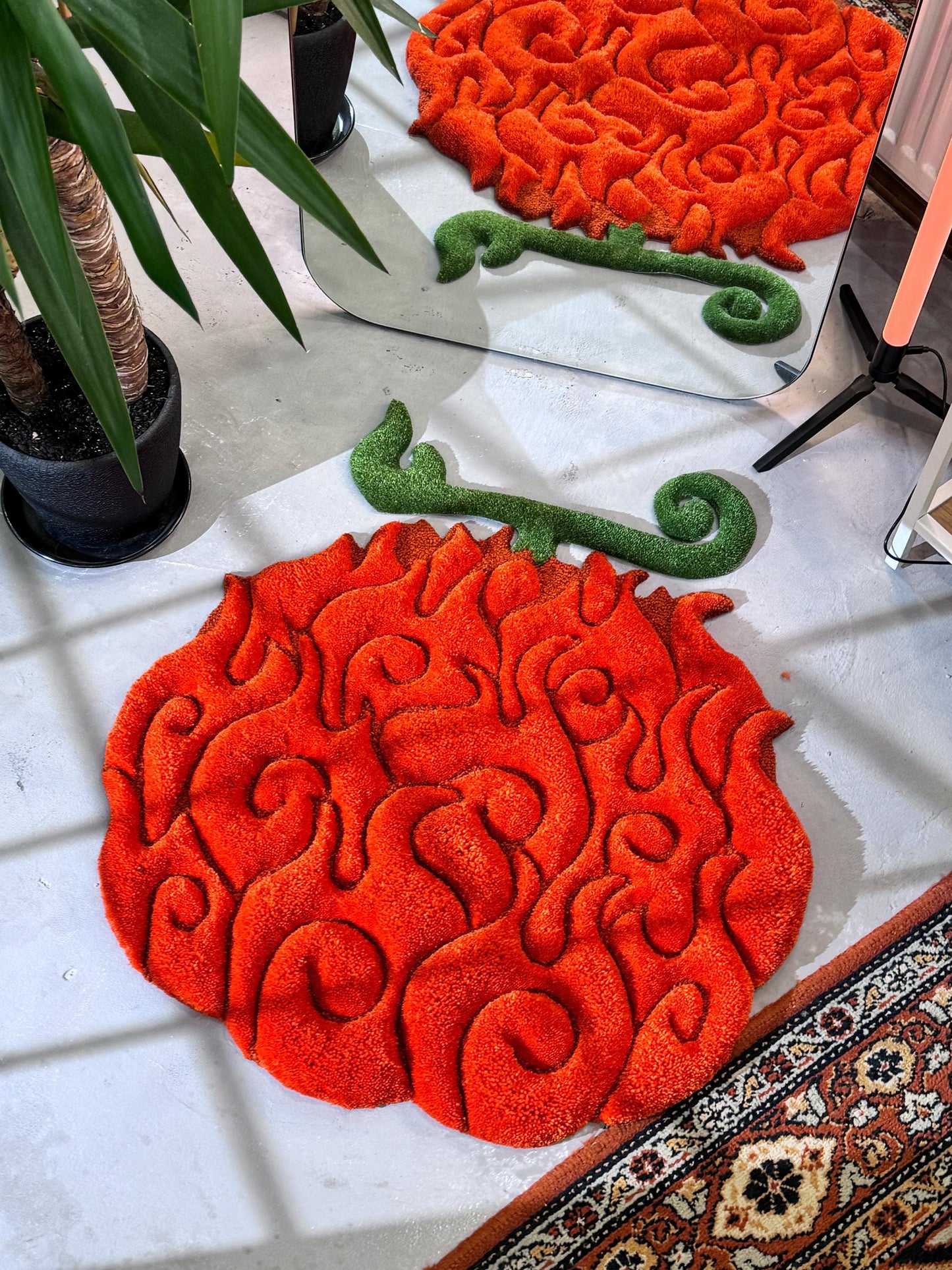 Anime themed 3D Tufted Rug, Handmade Fluffy Rug, Anime Rug, Anime Fan Gift, Fire Plush Rug