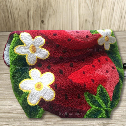 Cute Strawberry Bath Mat, Tufted Fluffy Fruit Bedroom Rugs for Girls, Dorm Rug, Funny Strawberry Shower Rugs, Non Slip Bath Mat, fruit rug