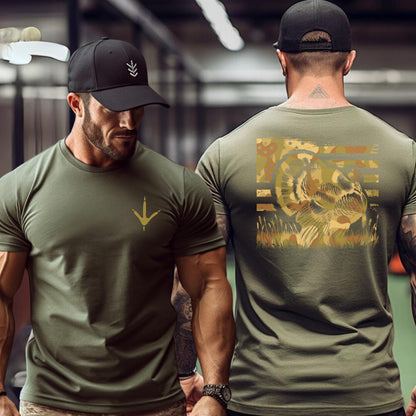 American Flag Turkey Hunter Shirt: Patriotic Hunting Season Tee