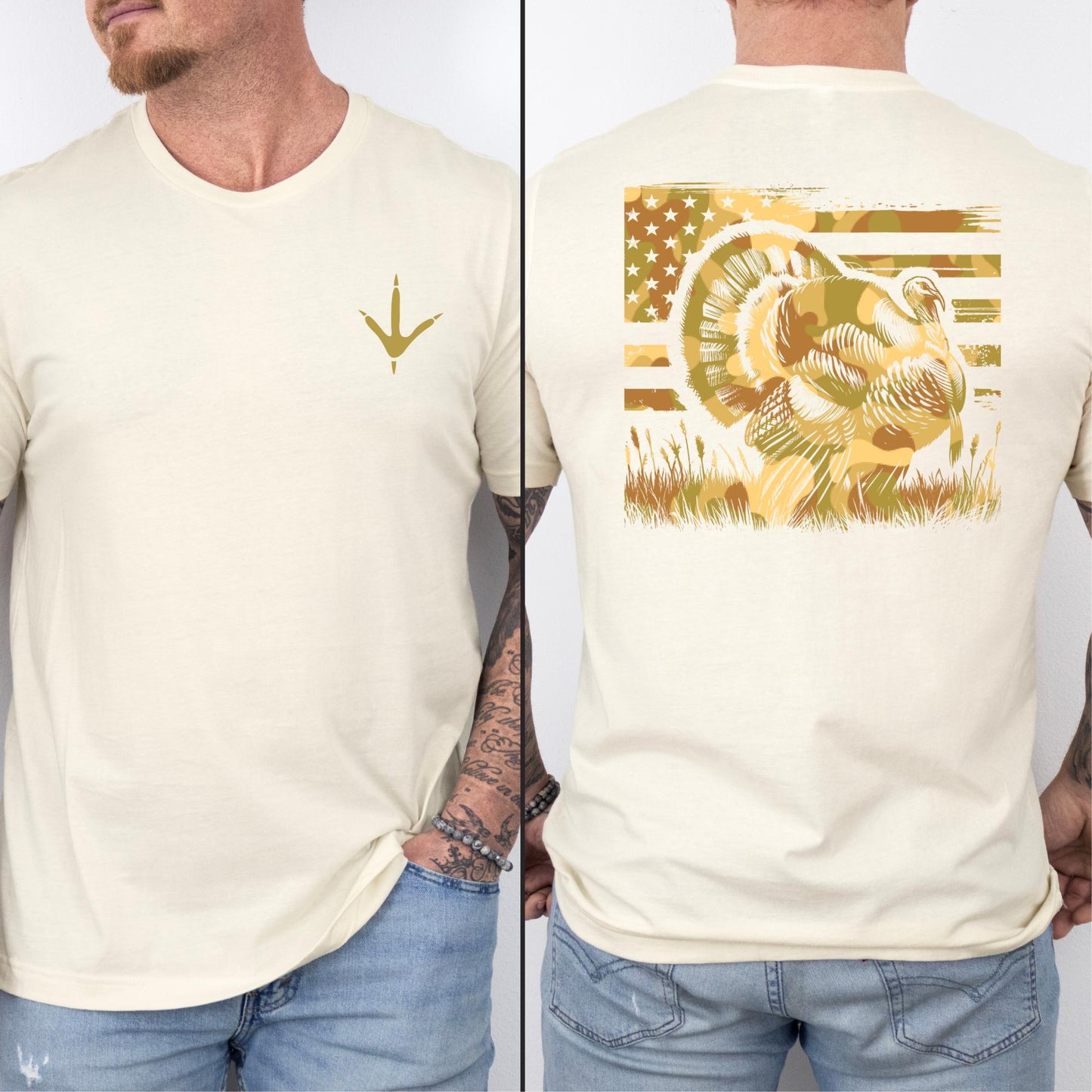 American Flag Turkey Hunter Shirt: Patriotic Hunting Season Tee