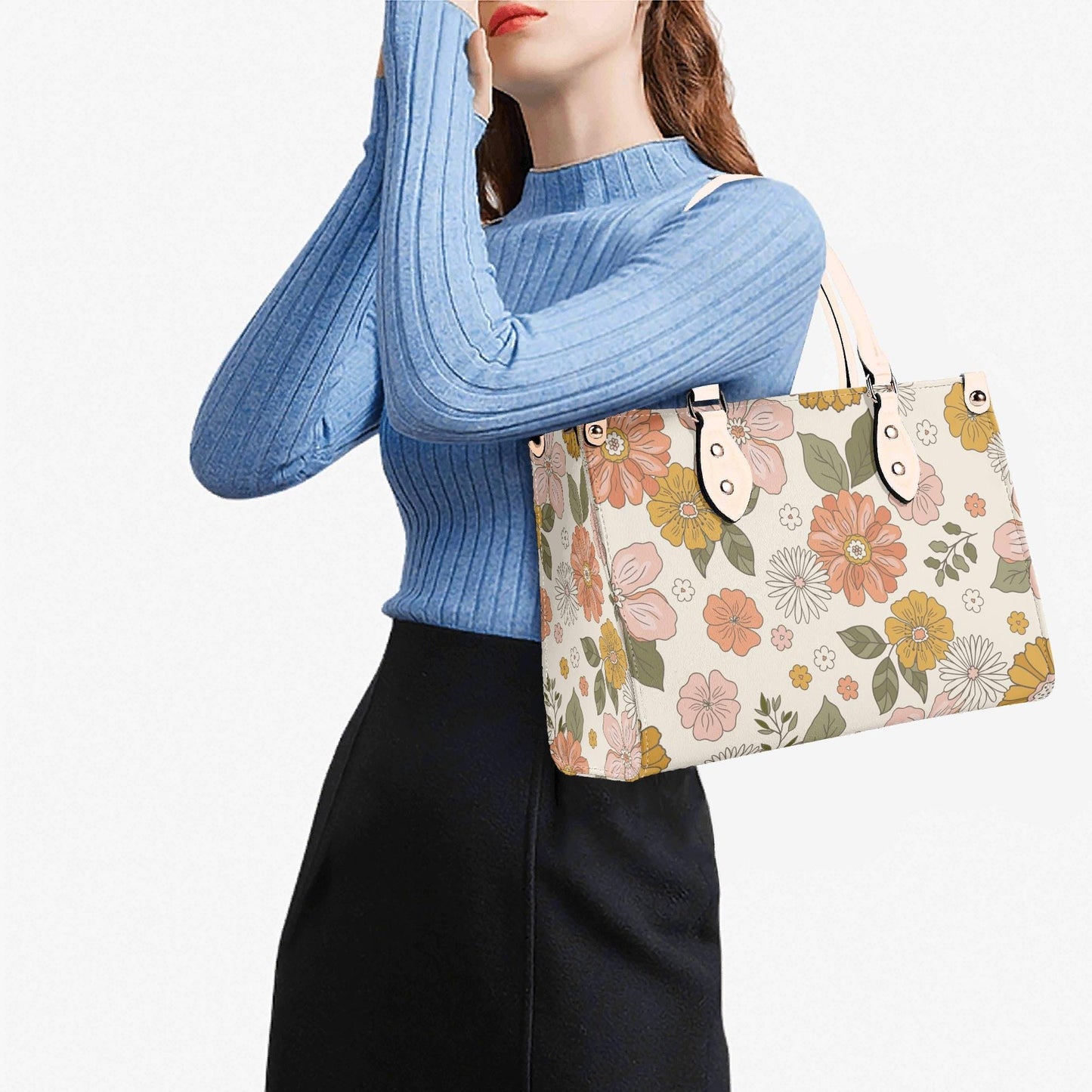 Boheme Blossom - Trendy Handbag, Waterproof PU Leather Handbag, Top Handle Vegan Leather, High-quality Crossbody Bag, Shoulder bag