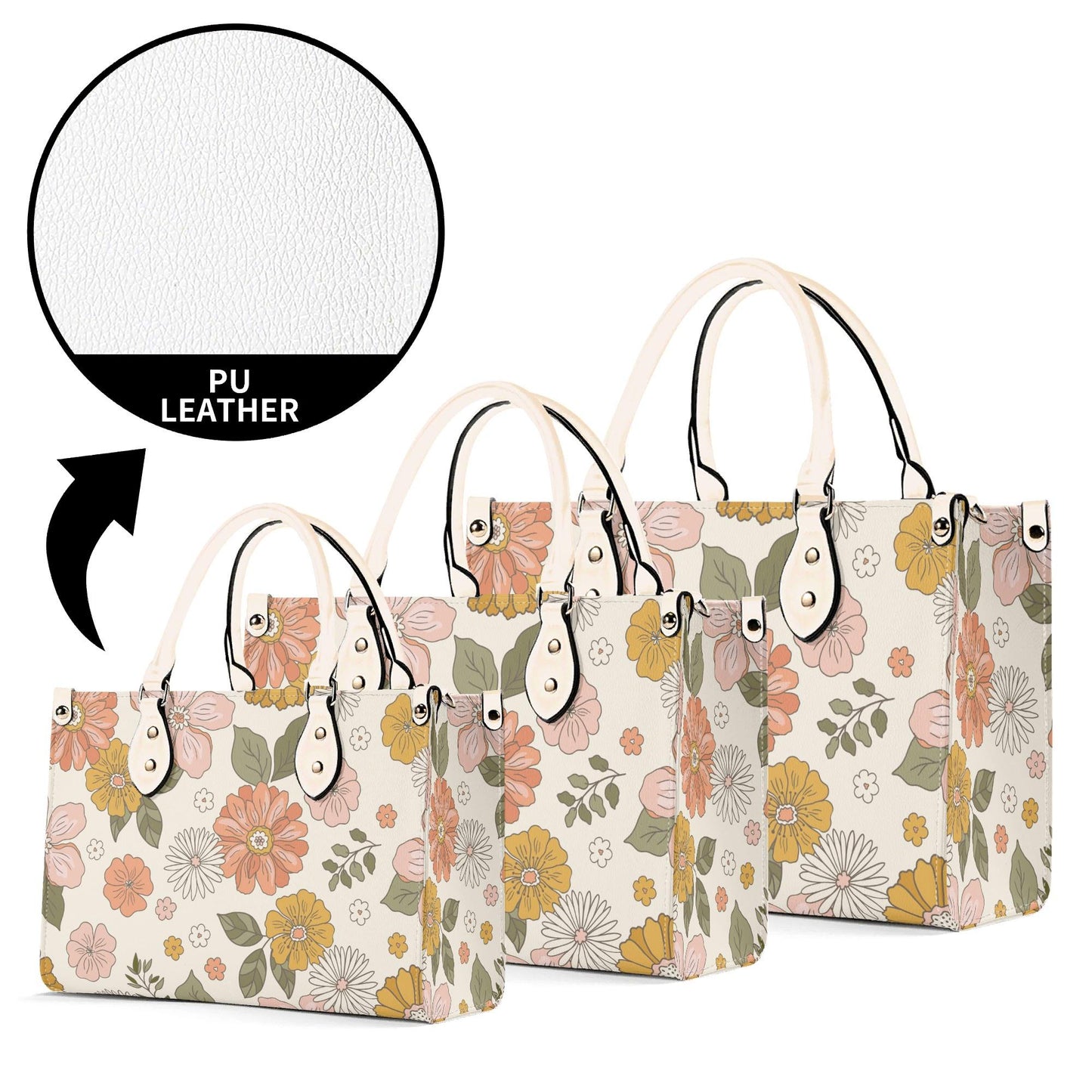 Boheme Blossom - Trendy Handbag, Waterproof PU Leather Handbag, Top Handle Vegan Leather, High-quality Crossbody Bag, Shoulder bag