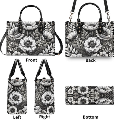 Inkwell Blooms- Trendy Handbag, Waterproof PU Leather Handbag, Top Handle Vegan Leather, High-quality Crossbody Bag, Shoulder bag