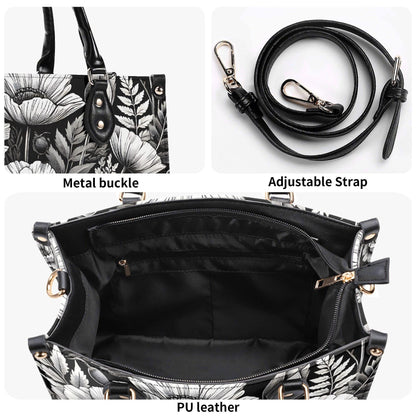 Inkwell Blooms- Trendy Handbag, Waterproof PU Leather Handbag, Top Handle Vegan Leather, High-quality Crossbody Bag, Shoulder bag