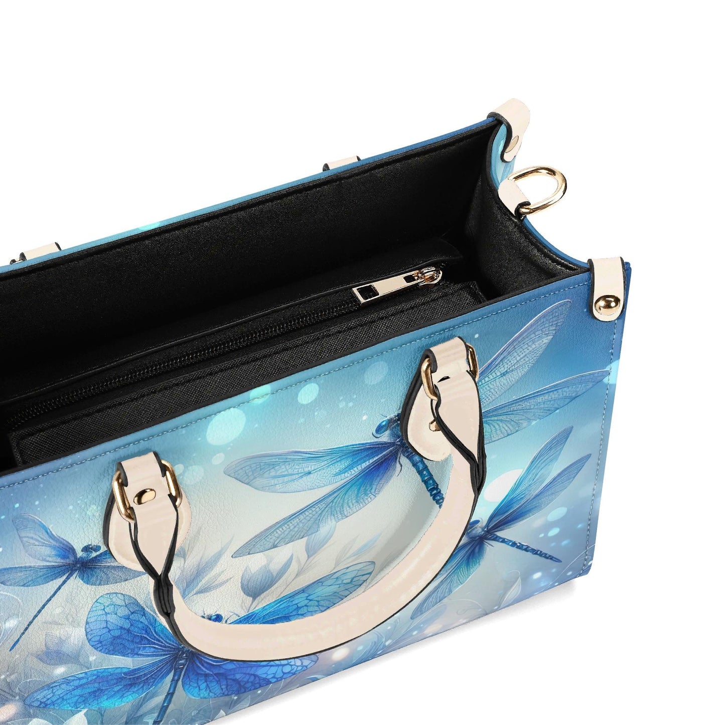 Dragonfly Bliss Trendy Handbag, Waterproof PU Leather Handbag, Top Handle Vegan Leather, High-quality Crossbody Bag, Shoulder bag