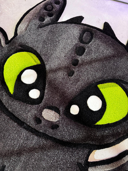 Cute Dragor Cartoon Character Rug, Dragon Rug, Bedroom Tufted Rug, Black Rug, Tufted Dragon